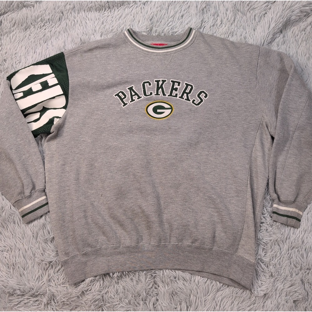Green Bay Packers Sweatshirt Mens L Gray Football NFL Logo Crew Neck Athletic